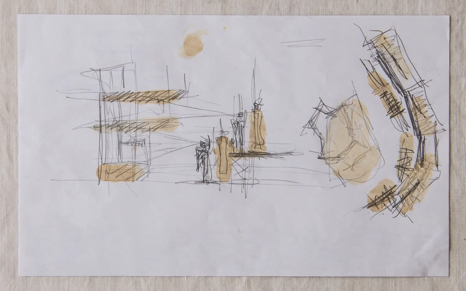 Peter Zumthor’s sketch on the back of a restaurant placemat. Drawn with soy sauce using his finger while having Korean BBQ with Christina
