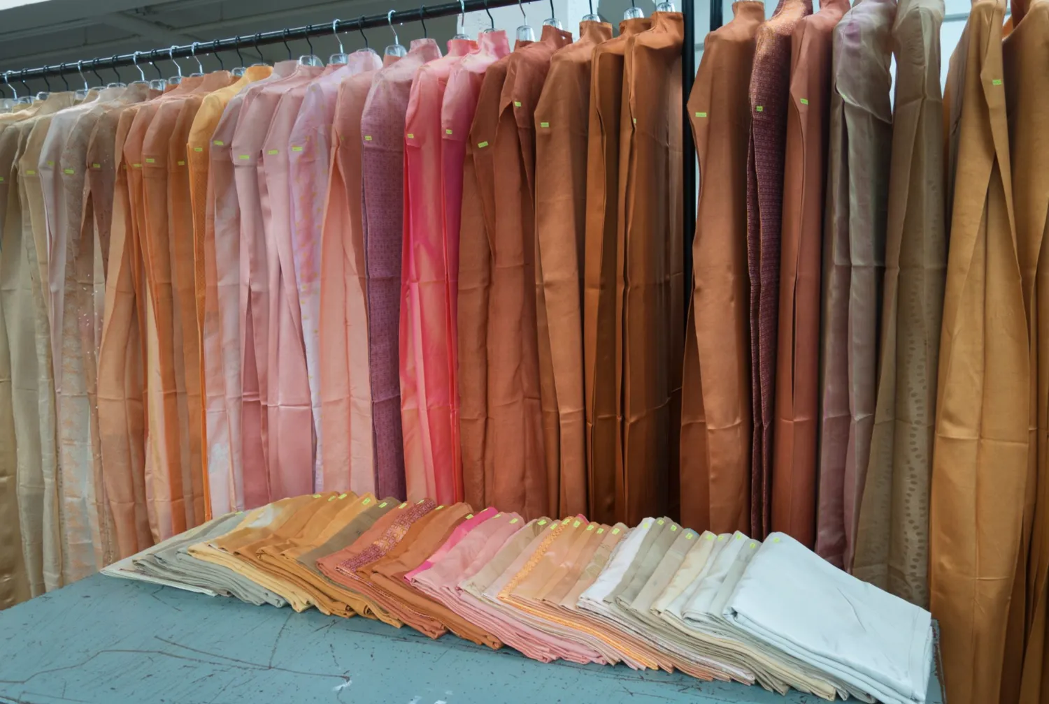 field of color: ancient art—dyed using coconut husk, marigold, madder, walnut shell, sappanwood, annatto, and chebulic myrobalan