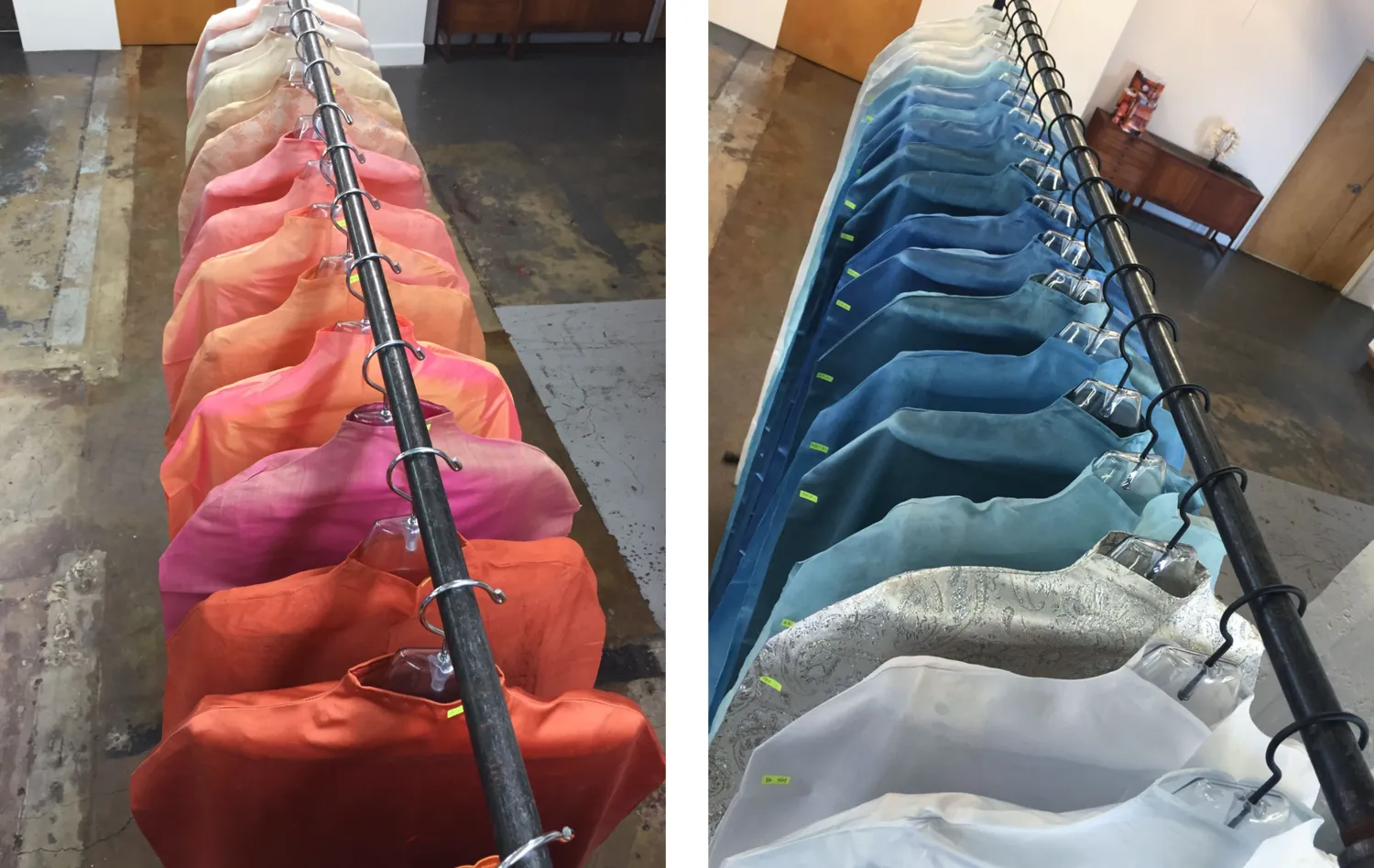 field of color: ancient art (L); field of color: indigo—dyed using indigo and chebulic myrobalan