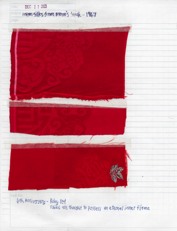 Korean silk that Christina’s mother, Vivian, brought over from Korea back in 1967