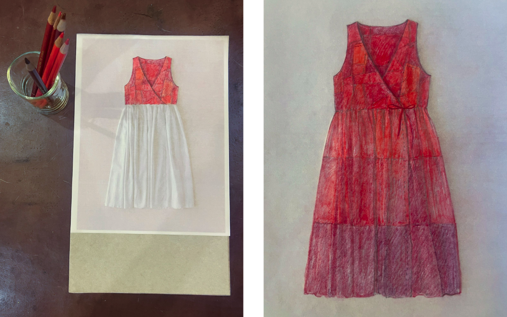 Christina’s drawing for rajasthani dress with patchwork