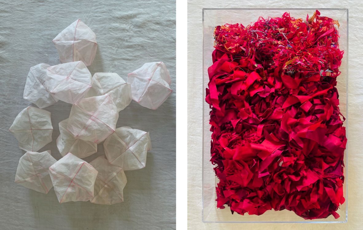 otedama shell (L); zero waste dosa40 scraps + saari scraps (R)
