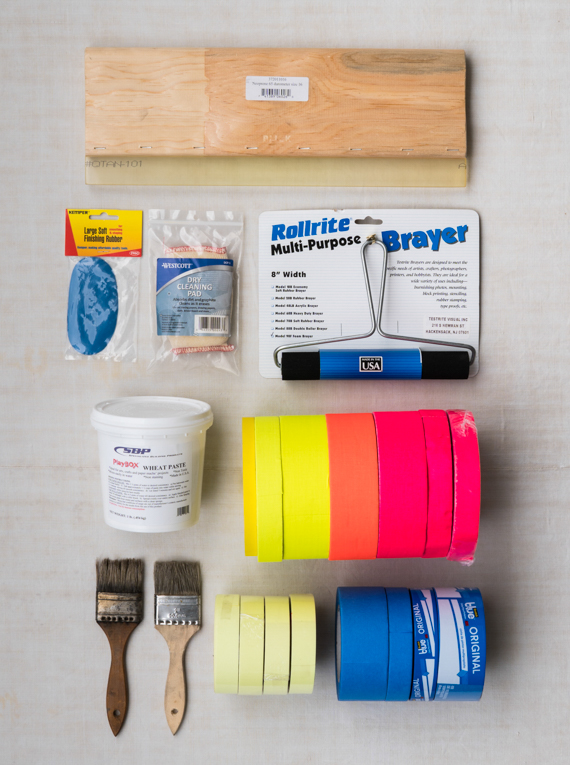 tools + supplies for the wall installation