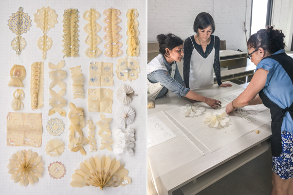 development of organdy fabric cut-outs and preparation of wall panels