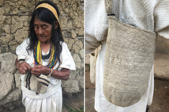 Eulogia, 92 years old, making wool tutu (mochila)