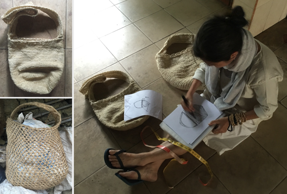 Christina's hand drawn specs with her first modification for Diana's fique market bag from Nabusimake