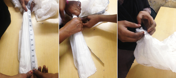 tying off fabric to be resisted or undyed at both ends