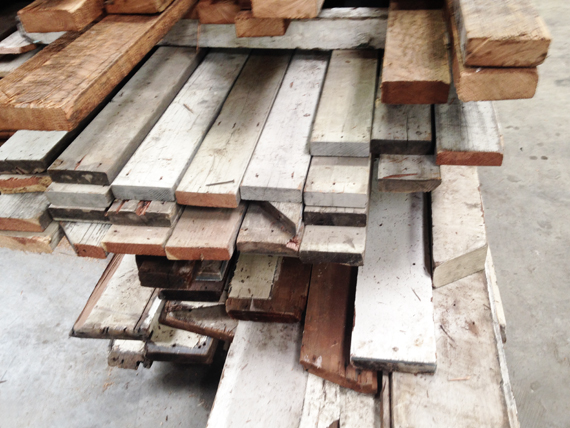salvaged wood from the lumberyard
