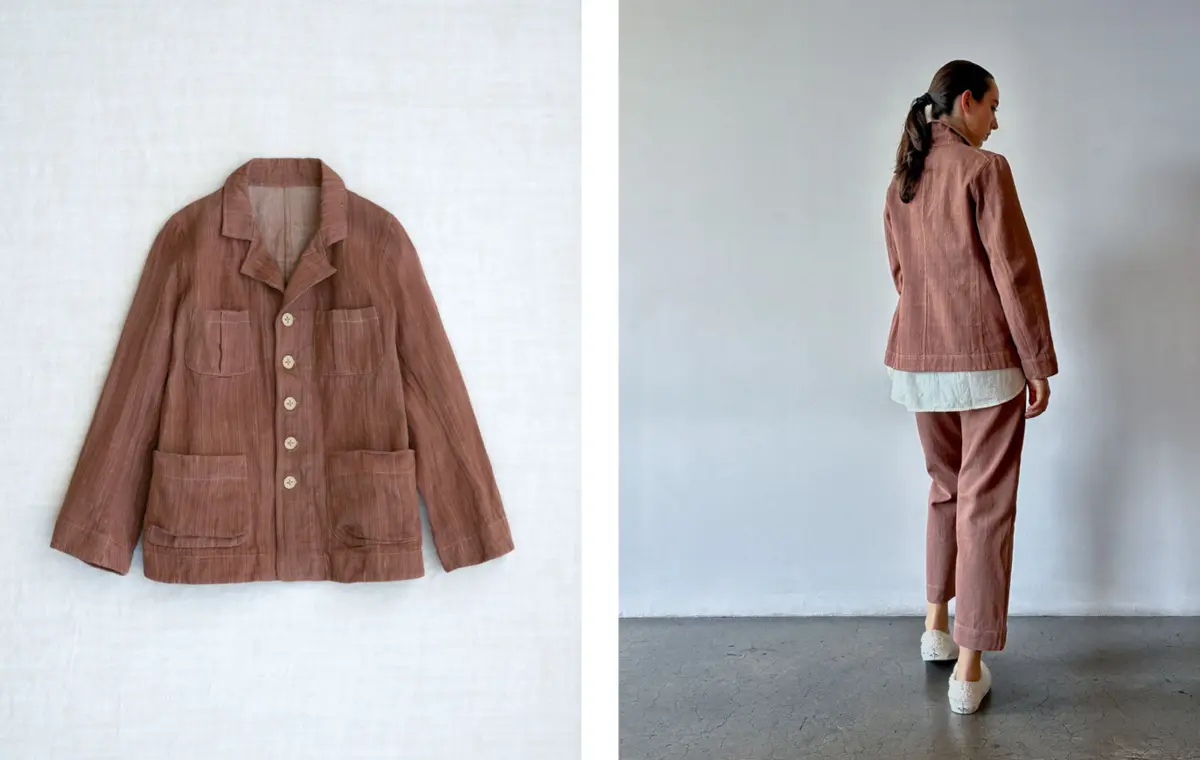 259KD41 safari jacket *earth* worn with 00KC10 *kora* and 259KD56 *earth*
