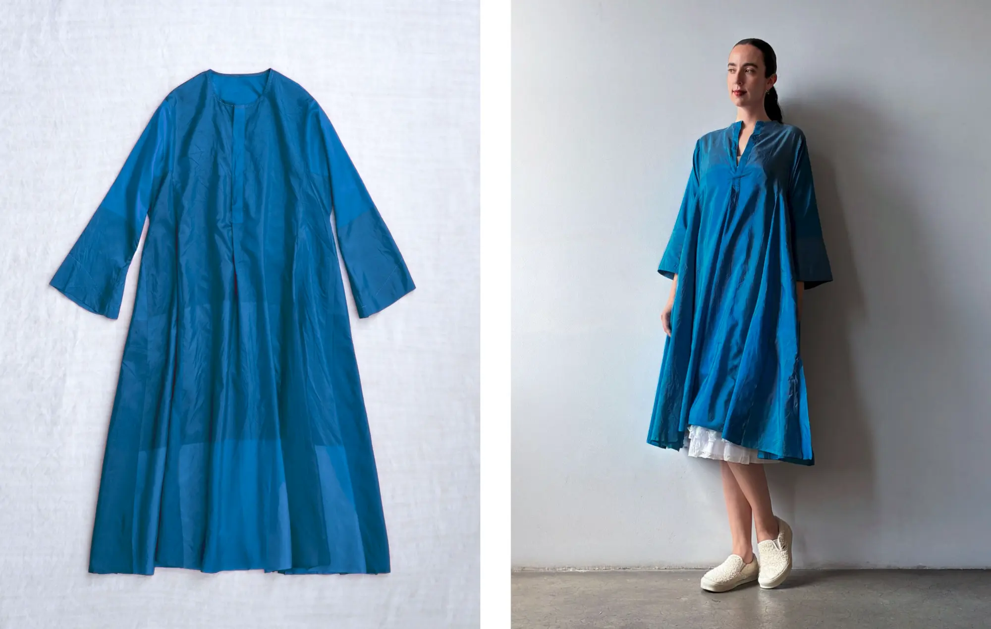 259IH06  short tule dress  *glaukos (sky)* worn with 00KD01 *rice*