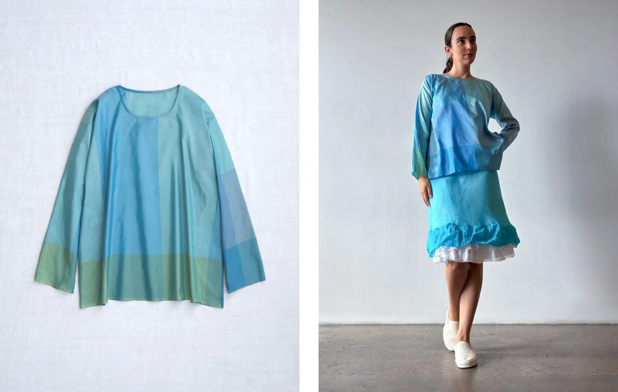 259IH11  tunisian top  *petra (sea)* worn with 259SO01 *tragonissi (turq)* and 00KD01 *rice*
