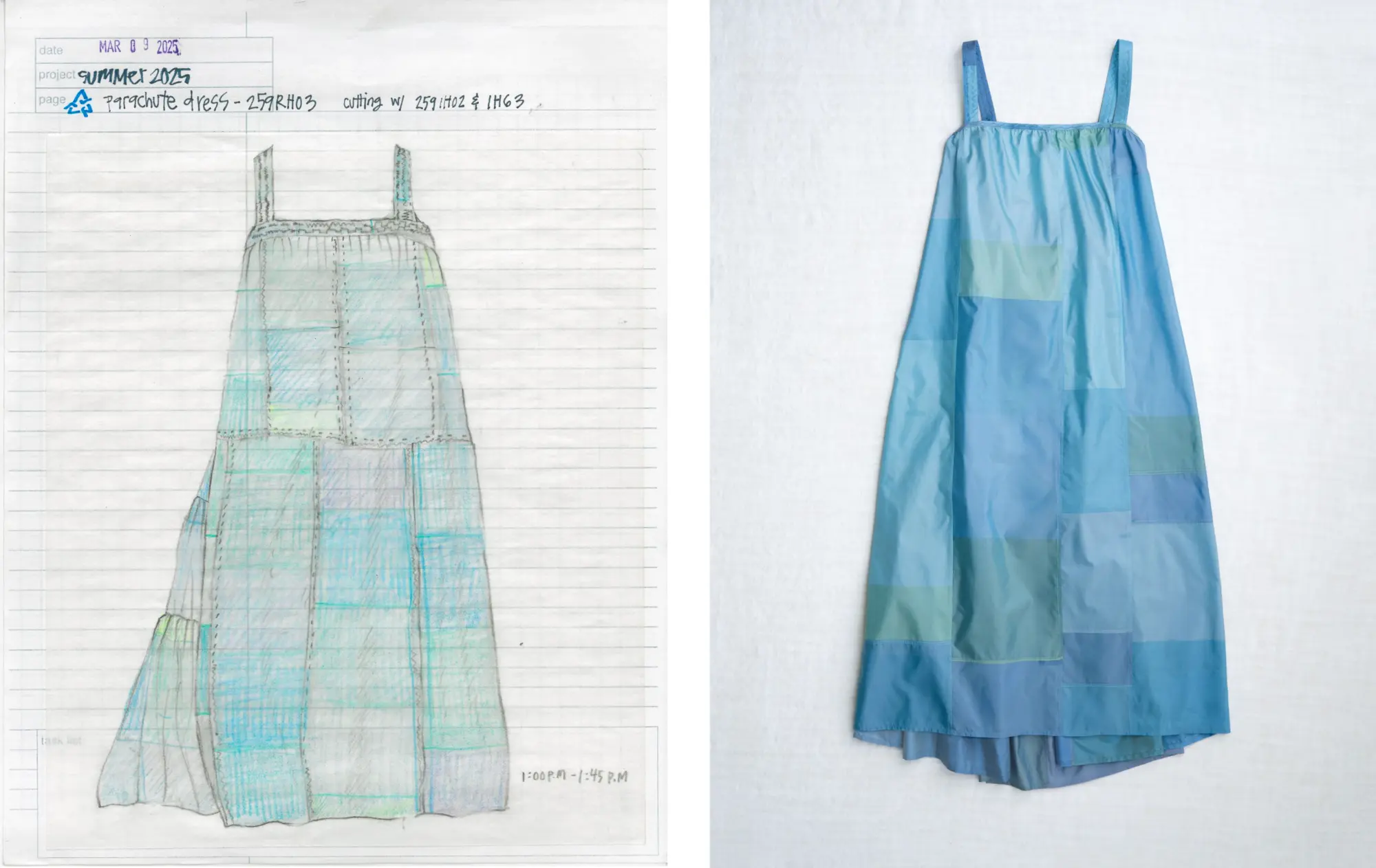 259RH03  recycled parachute dress  *petra (sea)*