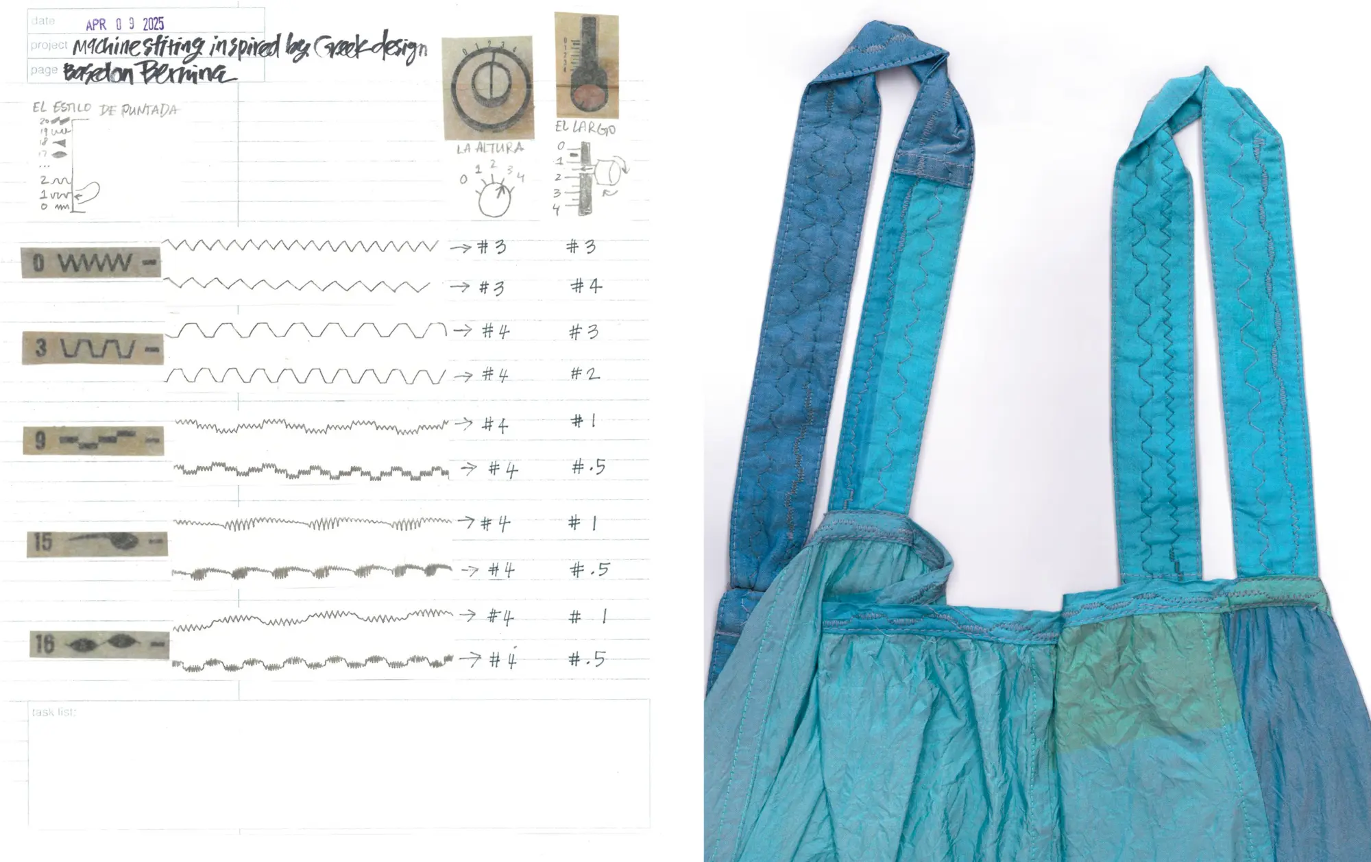 Bernina machine stitching inspired by Greek design