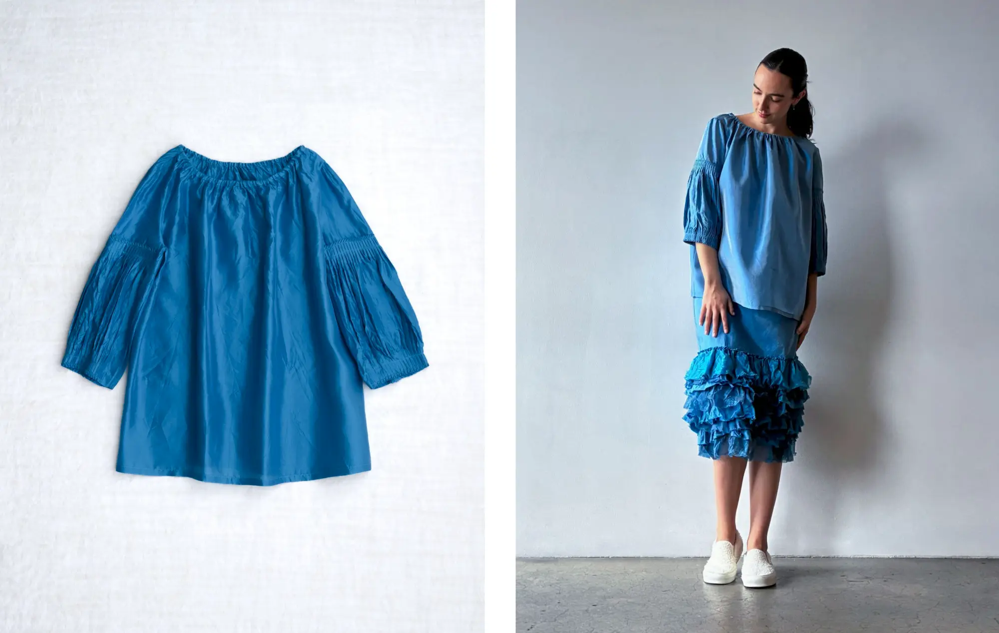 259SB22  mem blouse  *agriolivadi (blue)* worn with 259SB01 *agriolivadi (blue)* and 259IH63 *glaukos (sky)*