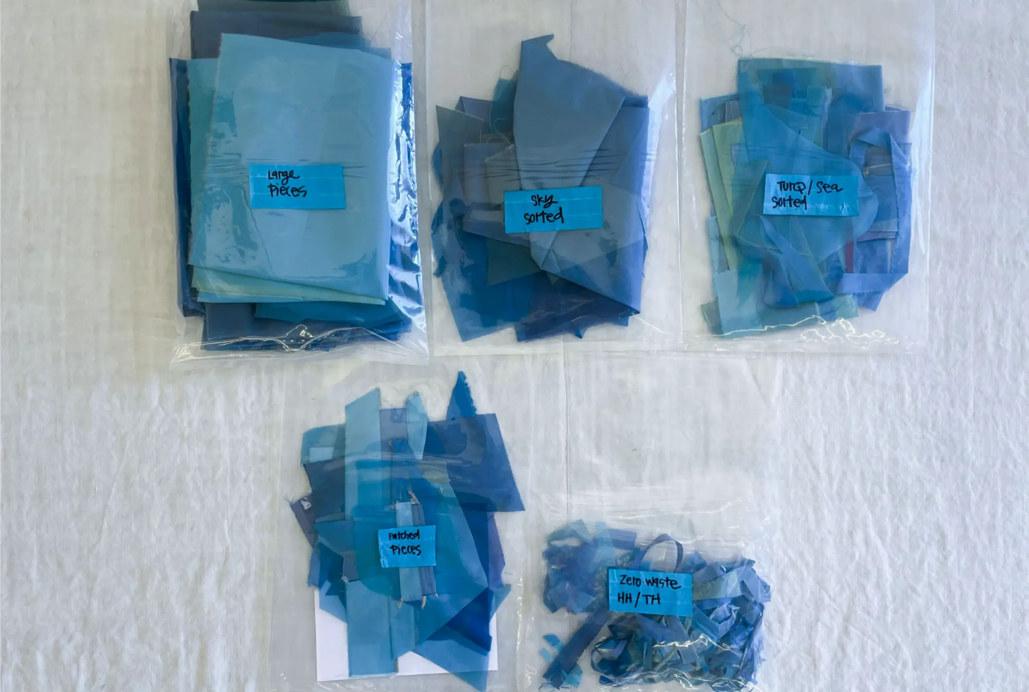 sorted fabric remnants from production