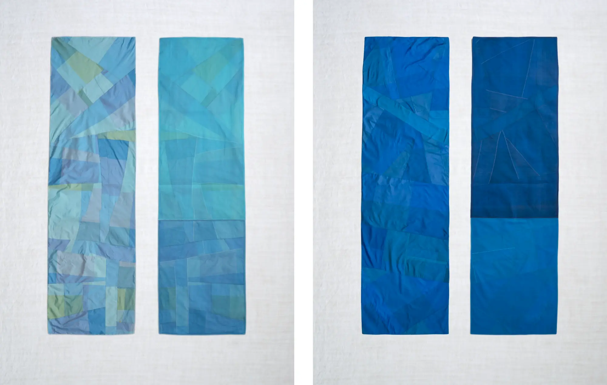 259RS73  pojagi scarf (72 x 21 inches)  *petra (sea)* and *glaukos (sky)*
