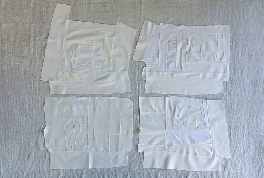 4 examples of patchwork pieces using smaller scraps