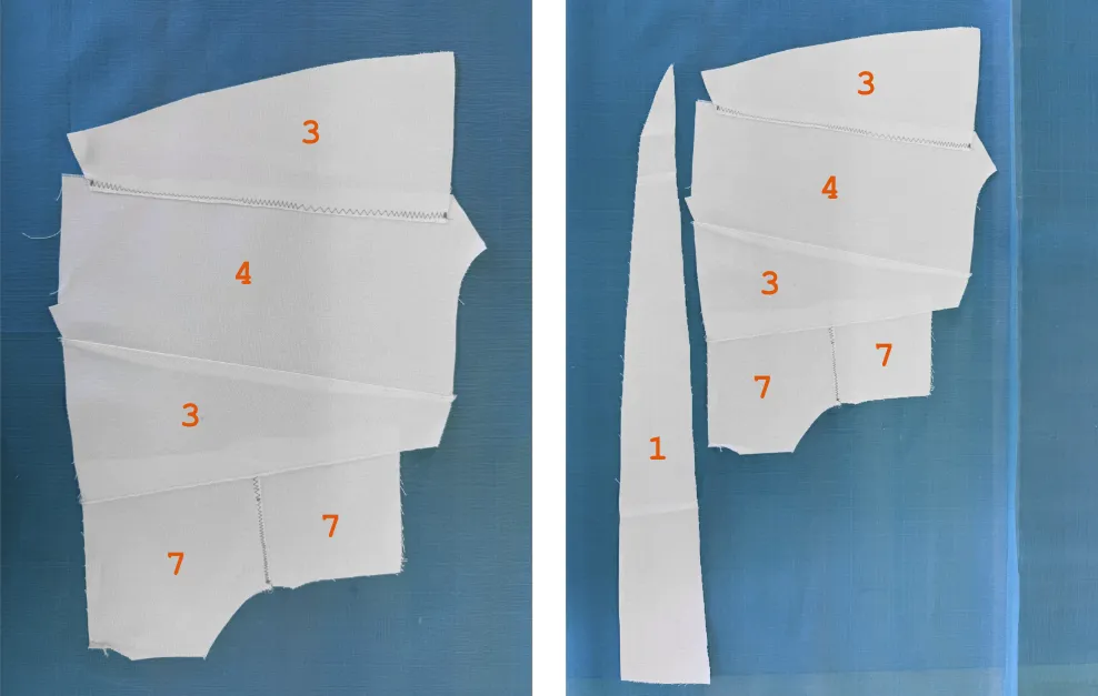 patched scrap (L); scraps to patch (R)