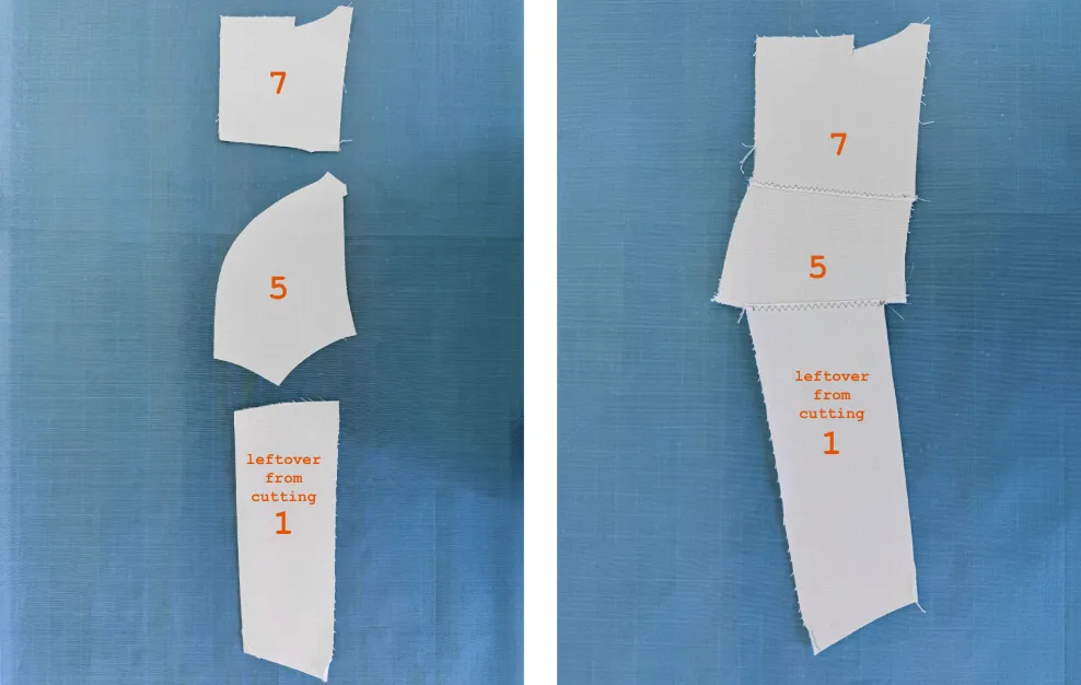scraps to patch (L); patched scrap (R)