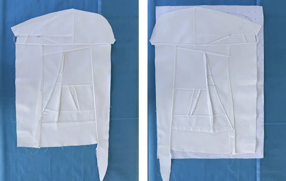 finished panel using leftovers (L); back side of finished panel (R)